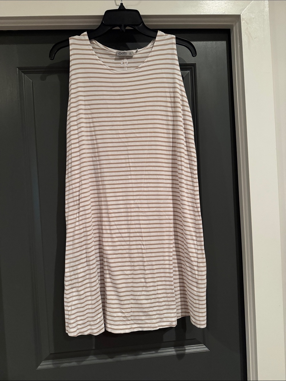Casual Sleeveless Striped Mini Dress in White & Tan by OVS
